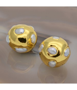 Abalorios ~20mm de perlas de agua dulce barrocas naturales, chapado en oro 18K