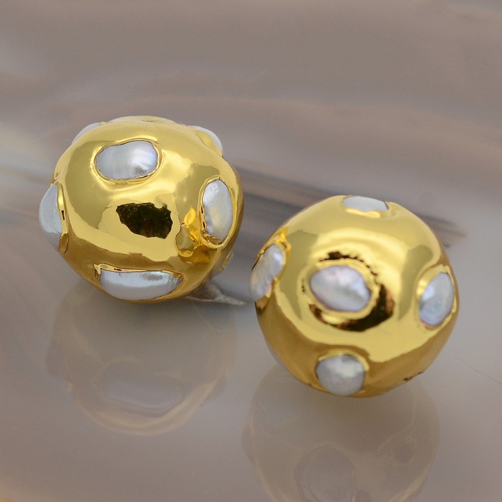 Abalorios ~20mm de perlas de agua dulce barrocas naturales, chapado en oro 18K