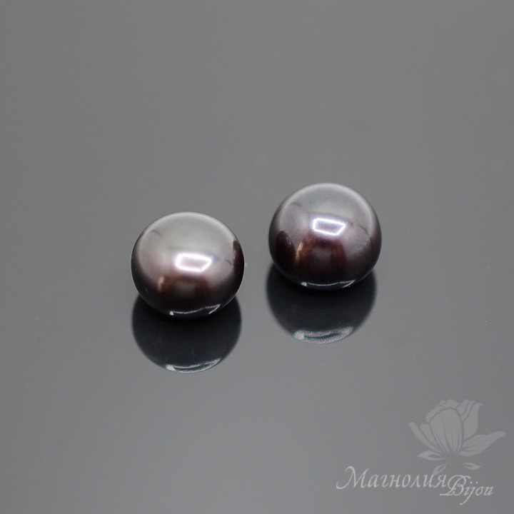 Perla cultivada redonda 8-8.5mm negra medio taladro, 2 uds.