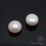 Pearls natural semi-drilled button ~12mm white, pair