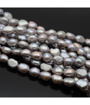  Natural Cultured Freshwater Baroque Pearl ~7-8mm 2A+ freeform gray color, 1 strand