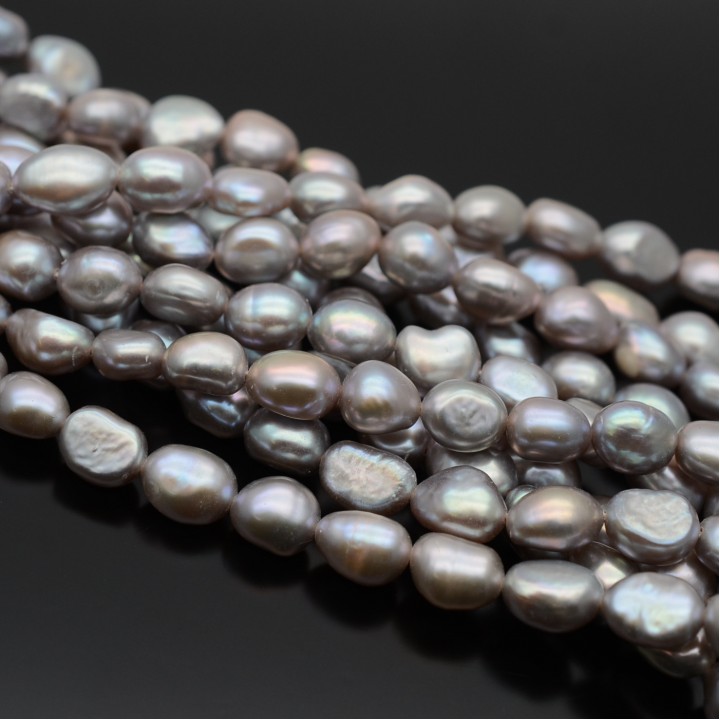  Natural Cultured Freshwater Baroque Pearl ~7-8mm 2A+ freeform gray color, 1 strand