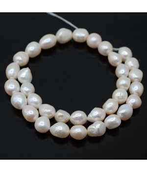 Baroque freeform pearls ~9-12mm white, 1 strand
