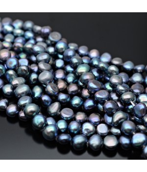 Natural Cultured Freshwater Baroque Pearl ~7-8mm 2A+ freeform black color, 1 strand