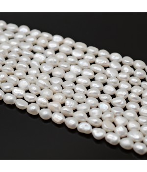 Perla AA barroca blanca cultivada ~5:6mm, 1 tira