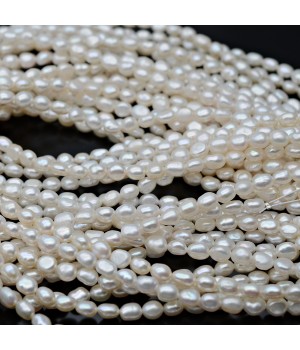 Natural Cultured Freshwater Pearl ~5-6mm baroque freeform white color, 1 strand