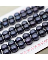 Natural half drilled Pearls 4A Grade 7.5-8mm black color, 1 pair