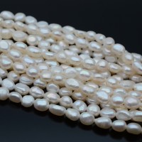 Natural Cultured Freshwater Baroque Pearl ~6-7mm A+ freeform white color, 1 strand