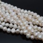 Baroque Flat Round pearls(Button) A ~7-8mm white color, 1 strand 35cm