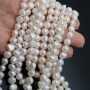 Baroque Flat Round pearls(Button) A ~7-8mm white color, 1 strand 35cm