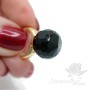Black agate 14mm half-drilled bead, 1 piece