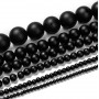 Black agate natural 4mm frosted round beads Grade A, 1 strand