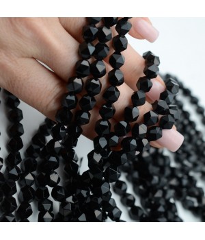 Natural Black Onyx Beads 8mm polyhedron shape