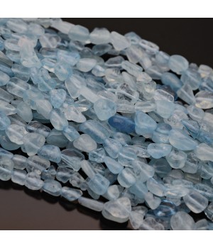 Аквамарин натуральный Grade A галтовка ~5-8мм, нить 40см Аквамарин натуральный Grade A галтовка ~5-8мм, нить 40см