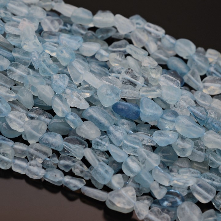 Aguamarina natural ~5-8mm, 1 hilo de 40cm