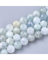Аквамарин натуральный граненый шар ~7-8мм, нить 20см