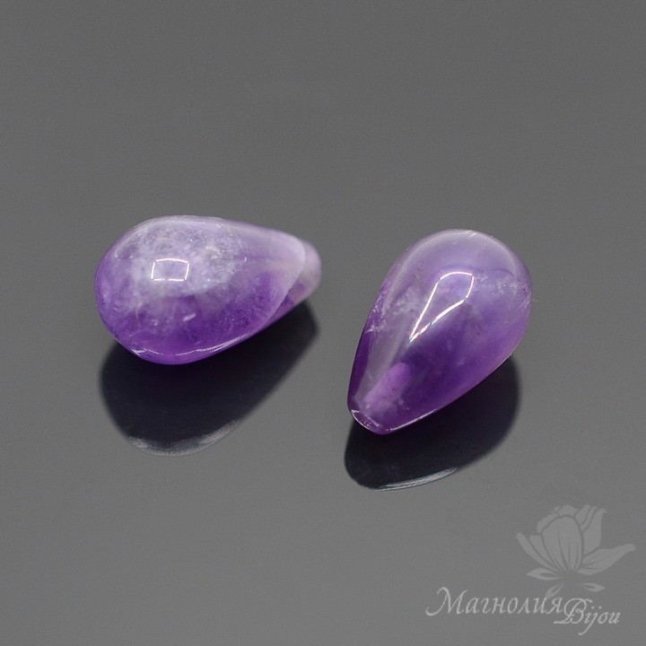 Amethyst 13:8mm drop semi-perforated, 2 pieces