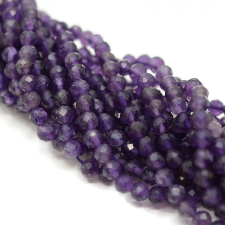 Amethyst beads 4mm faceted, thread 19cm