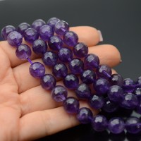 Amatista natural 10mm bola facetada, tira de 19cm
