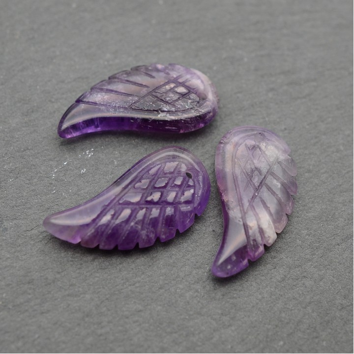 Аметист натуральный подвески Крылья 24:12мм, 1 штука