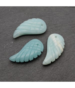 Амазонит натуральный подвески Крылья 24:12мм, 1 штука
