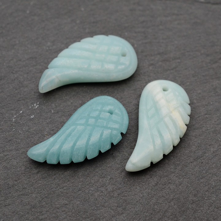 Амазонит натуральный подвески Крылья 24:12мм, 1 штука