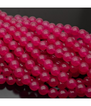 8mm Natural Chalcedony Beads Fuchsia color, 1 strand
