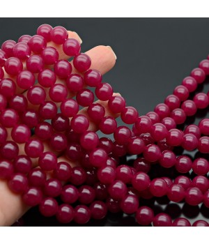 10mm Natural Chalcedony Beads Fuchsia color, 1 strand