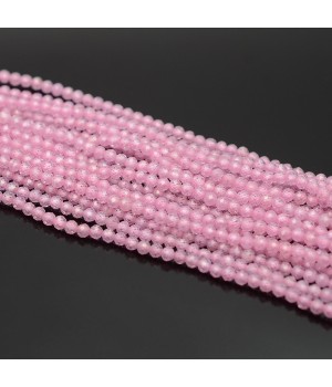 Бусины фианита 3мм(кубический диоксид циркония) цвет розовый, нить 38см