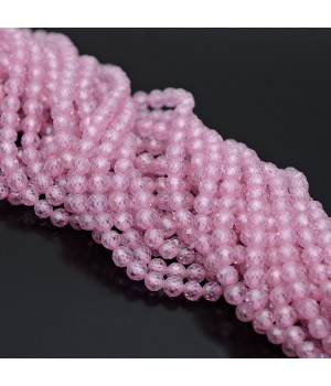 Cubic zirconia beads 4mm color Pink, 1 strand 38cm