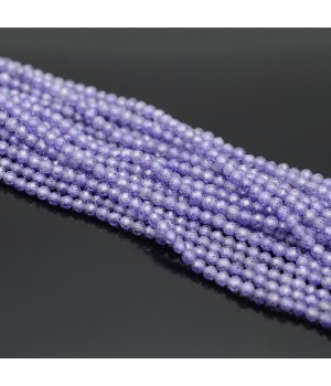 Бусины фианита 3мм(кубический диоксид циркония) цвет фиолетовый, нить 38см