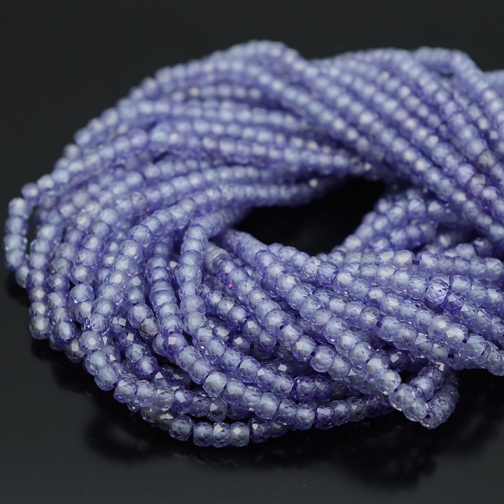 Рондель фианит 3:2мм(кубический диоксид циркония) цвет фиолетовый, нить 38см