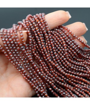 Cubic zirconia beads 3mm color Garnet, 1 strand 38cm