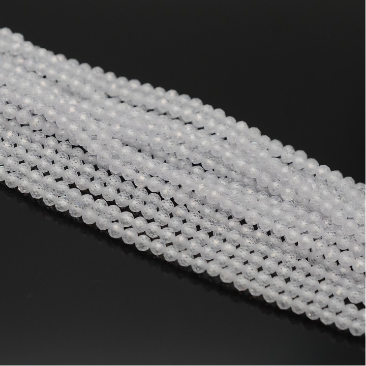 Cubic zirconia beads 3mm color White, 1 strand 38cm