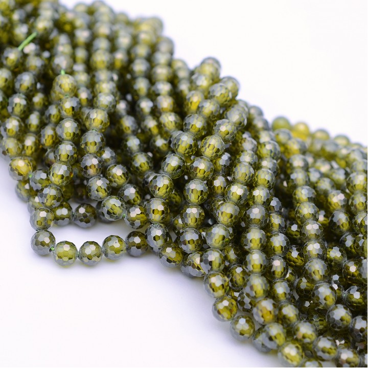 Zirconia beads(cubic zirconia) 4mm color Dark Olive, 1 strand 38cm