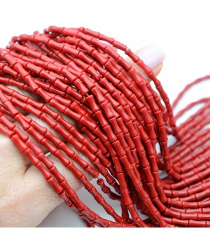 Coral natural rojo bambú 3:7mm, tira 41cm