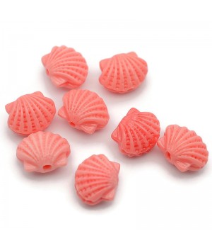 Carved Scallop Shape Synthetic Coral Beads 11.5mm, 1 pcs