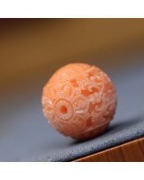 Бусина резная Лотос 16мм коралл, 1 штука