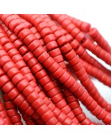 Coral natural rojo rondeles 4:6mm, tira 40cm