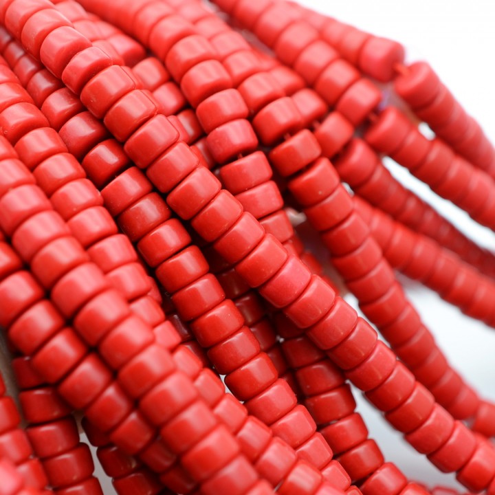 Coral natural rojo rondeles 4:6mm, tira 40cm