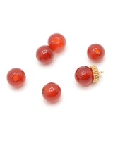 Natural Cornelian  half drilled beads 6mm, 1 piece