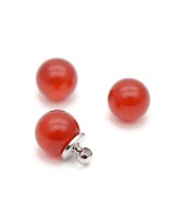 Natural Cornelian half drilled beads 8mm, 1 piece