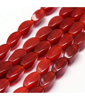 Natural Carnelian Beads Oval Twist 12:6mm, 1 strand