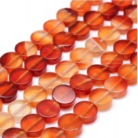 Natural Carnelian Flat Round Beads 10:4mm, 1 strand