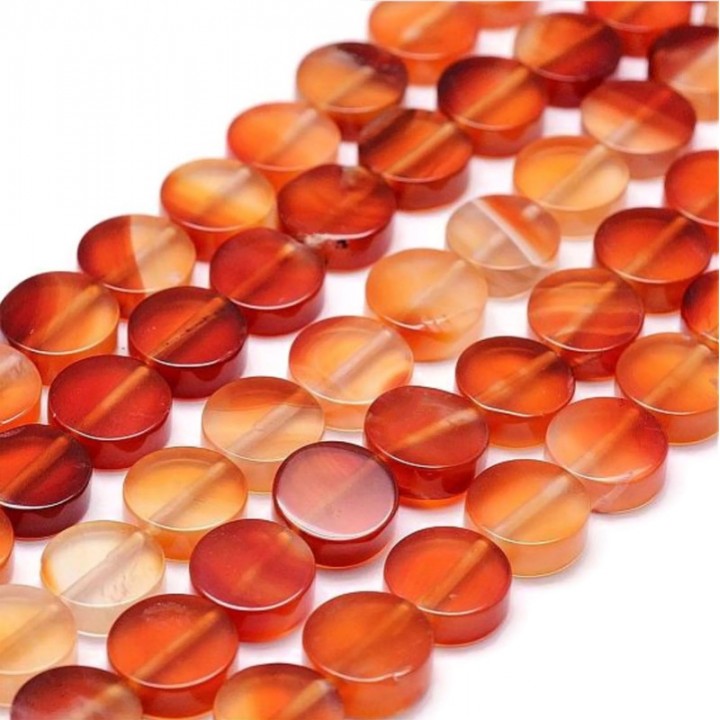 Natural Carnelian Flat Round Beads 10:4mm, 1 strand