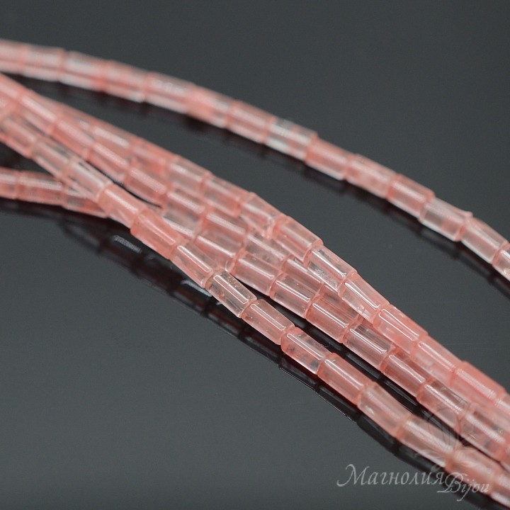 Cherry quartz (strawberry quartz) tube 4.5~5:3mm, thread 40cm