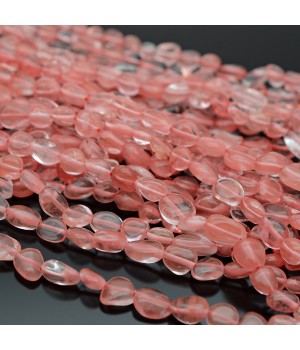 Cherry Quartz(strawberry quartz) Oval Beads ~6-11mm, 1 strand 40cm