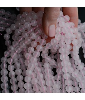 Мадагаскарский Розовый кварц 8мм Grade AB, нить 39см