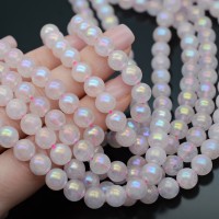 Electroplated Natural Rose Quartz Beads Round 8mm