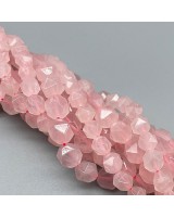 Natural Rose quartz beads 8mm polyhedron shape